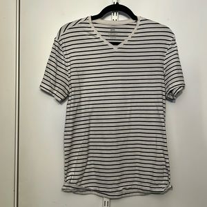 H &M Striped V Neck T shirt